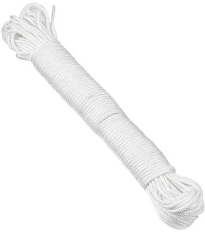 DHKFXKT 2mm Roman Blind Cord, 50m White Nylon Braided Cord, Ideal for Blinds & DIY Crafts