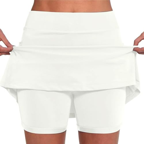 Jupe Short Femme Taille Haute Solide Tennis Golf EntraîNement Sports | Pantskirts pour Yoga Gym Dance Running Ventre Plat Jupette, Pantacourt Femme éTé