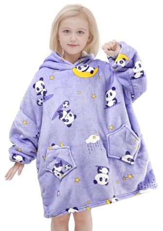 Wenlia Übergroße Hoodie Blanket für Mädchen, Kinder Flanell Sweatshirt Decke Kuschelpullover, Einhorn Warmer Pullover Tragbare Decke Eine Größe passt 7-13 Jahre alt