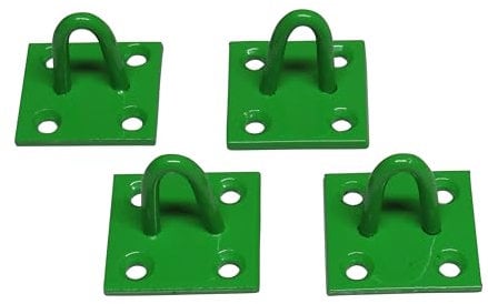 Equestrian Stable Chain Staple On Plates (Choice of Colours Various Quantities Steel Wall Anchors) (Green Pack of 4)