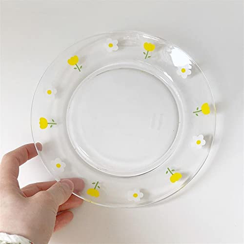 Assiette à dîner en céramique Assiette à dîner transparente, assiette en verre, assiette de petit-déjeuner, assiette à dessert, café domestique, restaurant, assiette Dim Sum, assiette plate, assiette