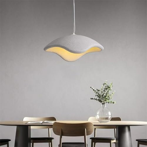 Japanischen Wabi-sabi Pendelleuchte Esszimmer Küche Pendellampe Modern Kreativ Weiß Kronleuchter Lampenschirm Aus Steinimitat Vogelnest-Form Hängeleuchte Für Wohnzimmer Café Restaurant Korridor(A)