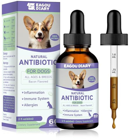 Antibiotiques pour Chiens - Soulagement Allergies Chien, Soulagement Peau Qui Démange, Renforcement Système Immunitaire Chiot, Vitamines, Échinacée, Compléments Herboristiques Infection Levure