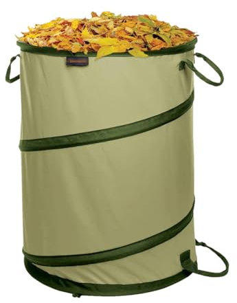 Poubelle d'extérieur pliable - Poubelle de recyclage pour feuilles de camping - Sac de jardin pour les fêtes, la cour ou le linge - Vert - 82 litres