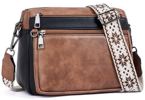 MUIIKOLA umhängetasche damen，umhängetasche mittelgroß tasche umhängetasche,damen Veganes Leder，Weich Breiter Gurt