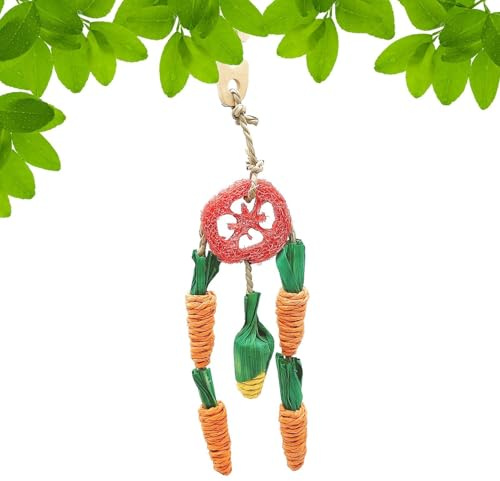 Générique à mâcher pour Lapins, à mâcher pour Lapins - Brochette de Cage à Oiseaux colorée et Jouet de Recherche de Nourriture - Jouet à mâcher pour Perroquet, Forme de Carotte sûre, en Cage