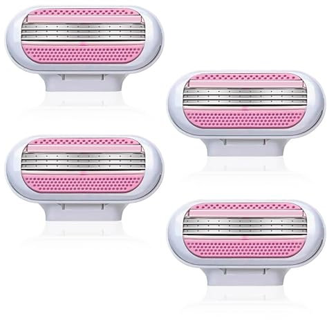 Lot de 4 recharges de rasoir Snap compatibles avec Venus, lames de rechange Snap pour femme, têtes de rasoir Snap à 3 couches, performance de rasage lisse améliorée (rose)