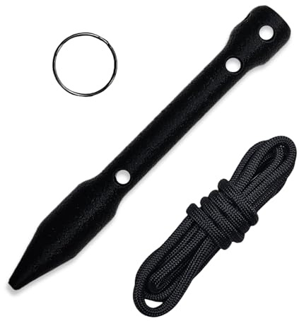 Holster4 - Kubotan Compact zur Selbstverteidigung für Schlüsselbund, glatter Griff mitParacord, Selbstverteidigungs Waffe legal, Selbstverteidigung Frauen, Verteidigungs Waffen für Frauen (schwarz)