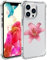Wihytec Clear Pink Lily Flower Phone Case for iPhone 14 Single Pink Lily Case Cover Clear Phone Case Four Corner Reinforced Shockproof Girly Women Phone Cover Transparent Case