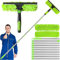 HELISAN 4.5M Window Squeegee Cleaning Equipment, 3-IN-1 Extendable Window Cleaning Kit with 10 Pole, 2 Microfiber Cloth Brush &Squeegee, Telescopic Window Cleaner Pole for High Window, Wall, Car Glass