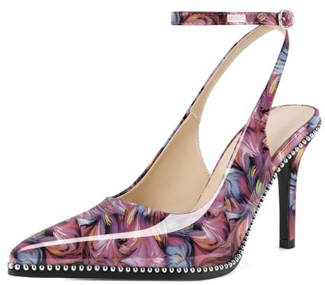 EDEFS Slingpumps Damen High Heels Lila Pumps Spangenpumps Spitz Geschlossen 9 cm Damen Schuhe Elegant Kleid Schuhe Lack EU42