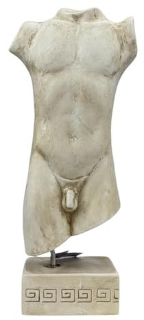 Griechische Statue, männlicher Körper, Torso, Kunststein, 31 cm