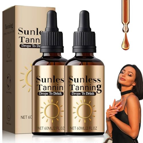 2 Stück Bräunungstropfen zum Trinken, Sunless Tanning Drops to Drink, Natürliche Tanning Drops Trinken, 120ml Selbstbräuner Bräunungstropfen, Bronzing Drops, Selbstbräuner Gesicht und Körper (A)