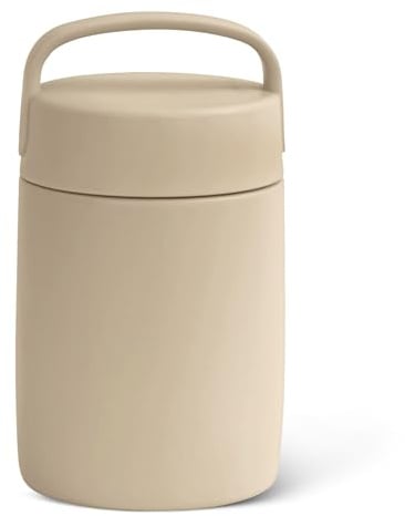 Amazon Basics Tarro Aislante de Acero Inoxidable para Alimentos Fríos y Calientes, a Prueba de Fugas, 473ml, Gris Lino