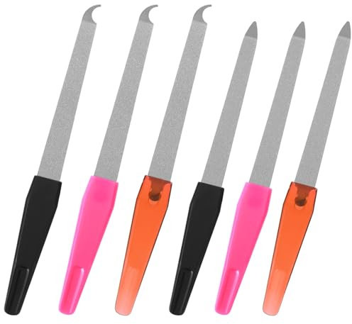 Juego de 6 limas de uñas de diamante, limas de uñas de metal con punta afilada, limas de uñas curvadas de acero inoxidable para uñas naturales, herramientas de manicura y pedicura de doble cara para