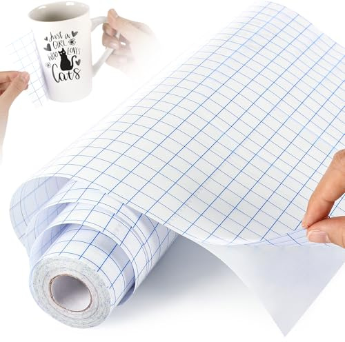 Klebefolie Transferfolie Plotter für Plotterfolie Vinyl,Vinylfolie Plotter | (30 x 1000 cm)Blaues Ausrichtungsgitter für Präzise Platzierung Von Abziehbildern Und Sektgläser, Becher, Fenster, Aufkleber