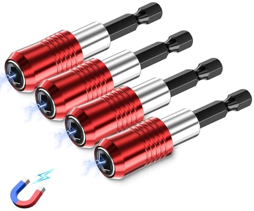 Schnellwechsel Bithalter Magnetisch,4 Stück 60mm Bit Halter für 1/4-Zoll-Sechskantschaft,Bit Halterung Magnetisch für Bohrmaschine,Schraubendreher,Steckschlüsseladapter