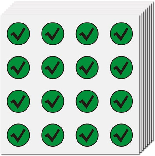 CREATCABIN 128 Stück Grüne Häkchen Aufkleber Runde Vinyl Aufkleber Selbstklebend Für Helme Scrapbooking Bastelarbeiten Wasserflaschen Lehrerkalender Laptops Tagebücher Gepäck Tassen 2.5cm