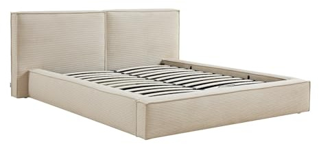 Vente-unique - Bett mit Bettkasten 2 Taveso - Samt - beige