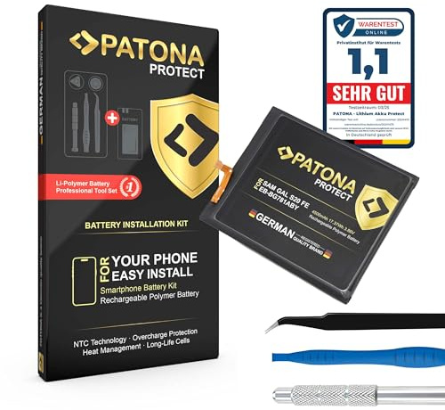 PATONA Protect Akku Ersatz für Samsung Galaxy S20 FE 5G A52 EB-BG781ABY | Smartphone-Akku 4500mAh, mit NTC-Temperaturschutz, Überlade-/Tiefentladeschutz inkl. Einbau-Kit