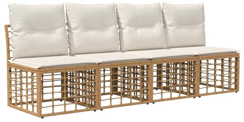 vidaXL 4-Sitzer Garten-Sofa ohne Armlehnen 4 pcs 4-Sitzanzahl Natur, Rustikales, wetterfestes Sofa-Set für die Terrasse, Flexibles Lounge-Mobiliar, wandelbares Design