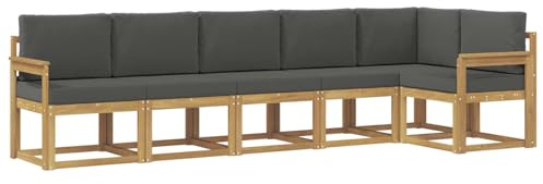 vidaXL Outdoor-Sofagarnitur 6 pcs Weiß und Anthrazit Polyester, Garten, modernes, wetterfestes Ecksofa, Sitzgelegenheit für draußen, Terrassenmöbel, entspannendes Set