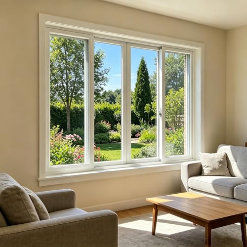 CTSSWMWY Ventana de sótano con marco de vinilo de 3 pulgadas y vidrio templado de un solo panel, ventana deslizante horizontal para ventilación en cobertizos, gallineros y garajes (ancho x alto 37 x