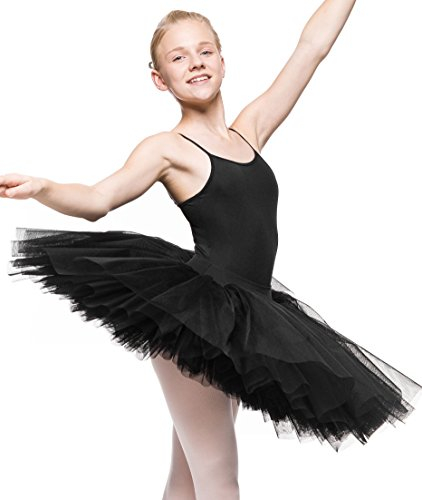 Arabesque Mädchen klassisches Tutu (Ballettkostüm) Ballett Tutu Rock 6 -lagiger Tüll Odetta (Schwarz, 134/152)