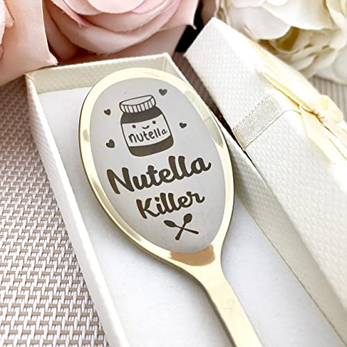 Langer Löffel für Schokocreme – personalisierter Löffel mit Namen und Datum – personalisiertes Geschenk für Schokolade gestempelter Löffel – Andenken - lustiges Geschenk