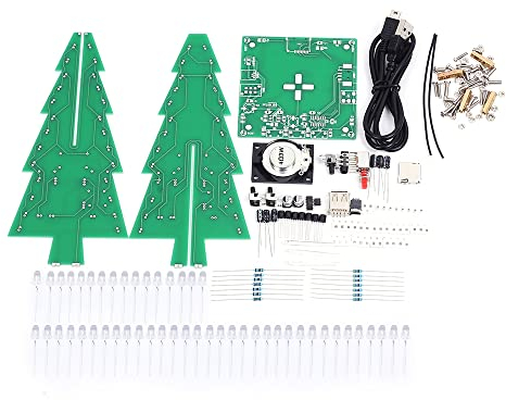 Musik Weihnachtsbaum Kit 55 LEDs bunte Weihnachtsbäume DIY Kit elektronischer Bausatz für Weihnachtsbaum mit Schale für DIY Geschenk elektronische Enthusiasten