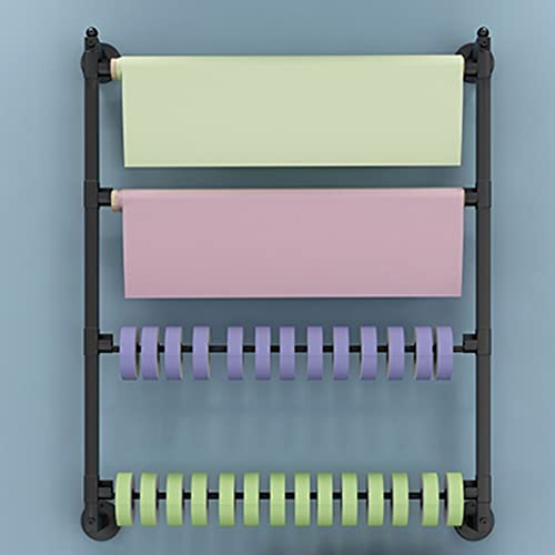 ZAQYCM Wall Roll Spool Holder for Gift Wrapping Paper, Ribbons, Cellophane, Vinyl Rolls, Paper & Arts Crafts Items, Space Saving Label Dispenser, Hardware Included (Color : Black, Size : 70x3x90cm)