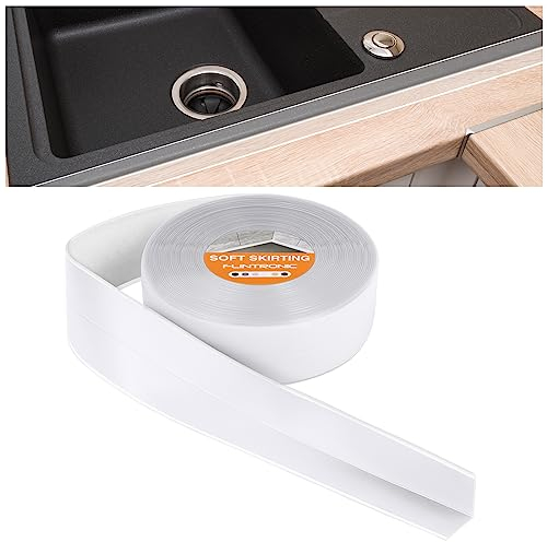 flintronic Rodapiés Autoadhesivo Flexible, 4.5m x 38mm Perfil PVC, Rodapie de Acabado Rodapiés Flexible Cinta Autoadhesiva para Cocina y Baño(Transparente)