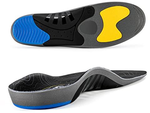 TOPSOLE Orthopädische Einlegesohlen Plantar Fasciitis Orthopädische Einlegesohlen für Plattfüß Fußschmerz Fersensporn Einlagen Gel Einlegesohlen Arbeitsschuhe für Herren Damen 32CM