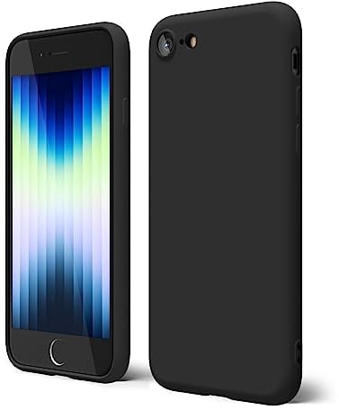 oakxco for iPhone SE Case 3rd Generation 2022/2020/2nd Silicone, iPhone 7/8 Case, Soft Rubber Gel Elegant Thin Slim TPU Matte Smooth Cover for Men Boy, Black