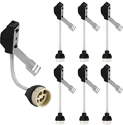 Xiatiaosann GU10-Lampenfassung auf Halterung mit Klemmenblock, 15 cm, 5,9 Zoll, 250 V, 300 W, Keramik-Lampensockel-Halterung für GU10-Glühbirnen (6 Stück)