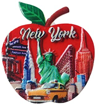 New York USA 3D-Apfel-Kühlschrankmagnet, Souvenir-Geschenk, Kunstharz, handgefertigt, New York Kühlschrankmagnet, Heim- und Küchendekoration, Kollektion