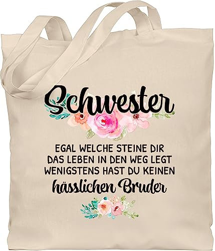 Baumwolltasche - Taschen - Lustiges Bruder Schwester Geschenk - Wenigstens hast du keinen hässlichen Bruder - Unisize - Naturweiß - schwestern geschenke sister tasche für schwesterherz beutel
