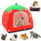 Meerschweinchen Bett,Meerschweinchen Betthöhle, Strawberry Indoor Meerschweinchenkäfig, Waschbarer, Abnehmbarer Schlafsack, Geeignet Für Hamster, Zwergkaninchen (Strawberries)