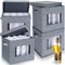 Uiifan 4 Pcs Wine Champagne Glass Mug Storage Box with Dividers 12 Compartment Stemware Storage Cases China Container Box with Lid and Handle for Moving(Gray,13.39 x 10.04 x 11.42 Inches)