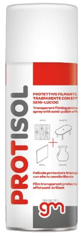 Magazzini GM PROTISOL,Protettivo Isolante Spray,Filmante Trasparente con Effetto Semi-Lucido Isolante per Metalli, Legno, Ceramica, Plastici, 400ml