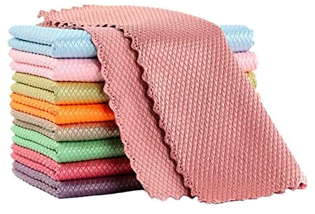 10pcs Cleaning Cloth Fish Scale Cloth Microfiber Cloth Nanoscale Cleaning Cloth Lint Free Cloth Easy Clean Cloth, No Trace High Absorption Polishing Cloth For Kitchen Home (Random Color)(30X40cm)