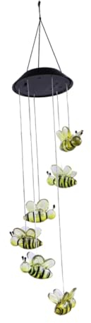 Sosoport Solarmobil Windmühle im Freien Solar-Hängeleuchten Zaun-Windspiellicht Attraktives Windspiellicht Solarenergie Leuchter Windspiel Lampe Windspinner LED Kolibri Dekorative Lichter