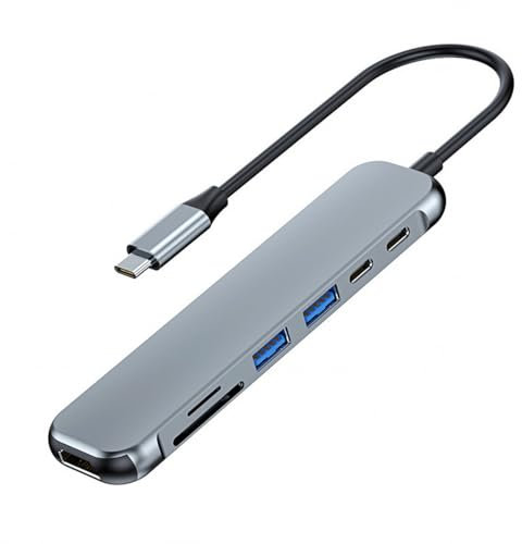 JZK 7 in 1 USB C Hub Adapter Multiport with 4K HDMI, PD 65W, 1 USB 3.0 & 1 USB 2.0, SD/TF card, USB C Aluminum Docking Station for MacBook Pro, XPS, and More Type C Devices