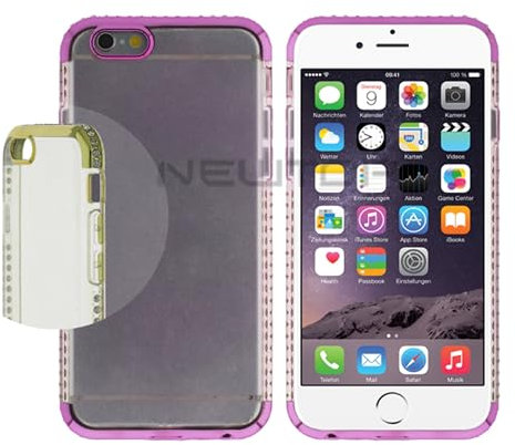 N NEWTOP Custodia Cover Compatibile con iPhone 6-6S, Morbido TPU BORD DIAMOND Anti Graffio Trasparente Cornice Glitter Colorata Sottile Flessibile Case Guscio Posteriore Proteggi (Fucsia)