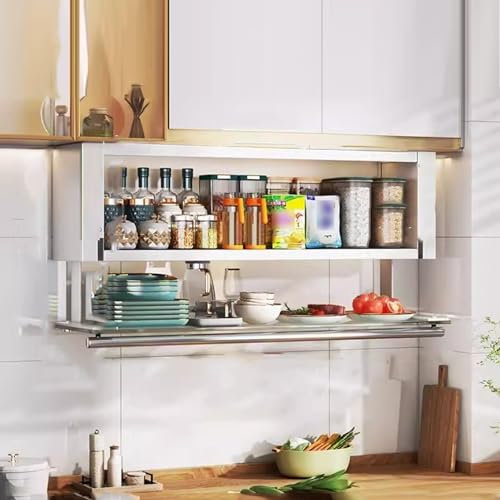 Organizador plegable para puerta de armario de cristal, estante de almacenamiento superior oculto para cocina, placa de ahorro de espacio con soportes
