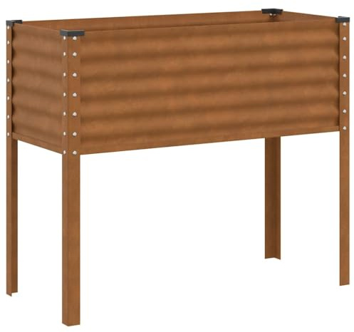 Blumentopf, Blumenkasten mit Füßen, Kräuterbeet Pflanzenkasten Pflanzkasten Anzuchtbeet Hochbeet Erhöhtes Gemüsebeet für Garten & Balkon, 100x41x90 cm Cortenstahl