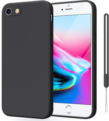 Tobfit Silicone Coque pour iPhone SE 2020/2022 avec 1 Cordon, Étui avec Doublé de Tissu Microfibre Douce Protection Case pour Apple iPhone SE 4,7