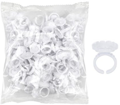 Anneaux De Colle - Porte-colle Pour Extensions De Cils,Anneau De Colle Pour Cils, Gobelets En Fleurs, Porte-colle Pour Cils, 100 Pièces, Gobelets En Éventail, Fournitures Pour Cils