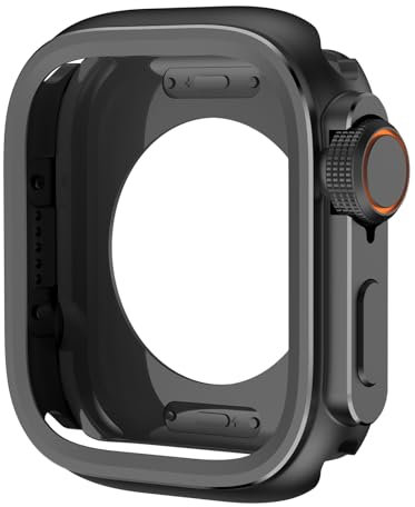 ANZOAT Metallstoßgehäuse für Apple Watch S10 46 mm Schutzrahmenabdeckung für iWatch Serie 10 9 8 7 6 5 SE Wechsel zu Ultra 2 49 mm Titan-Uhrengehäuse(Black,44MM-Series 6 5 4SE)