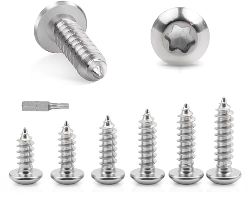 205 Stück 304 Edelstahl Torx Linsenkopf Selbstschneidende Schrauben mit M4 Set für Holz Metall Montage Heimwerker DIY Projekt - Rostfrei Stahl, (M4x16/20/25/30/35)